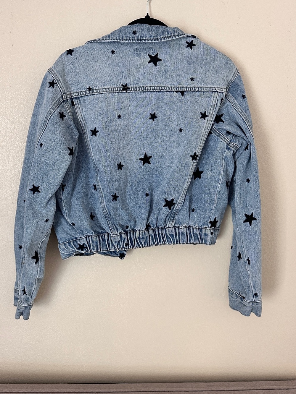 Amuse Society Light Blue Denim Jacket with Black Star Print - Picture 2 of 2
